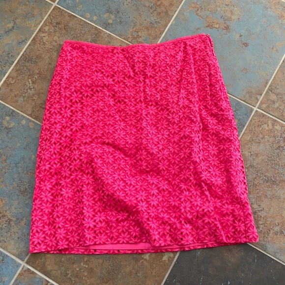 Ann Taylor eyelet hot pink a-line skirt - Picture 1 of 2